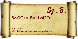 Szőke Belizár névjegykártya